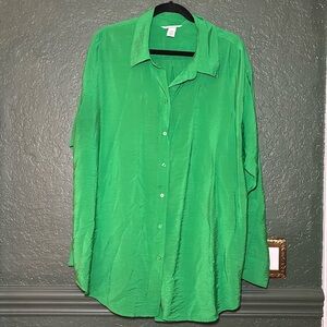 H&M Green Button Down Top
